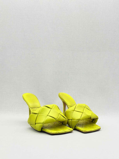 BOTTEGA VENETA Lido Yellow Woven Size EU 38 Mules