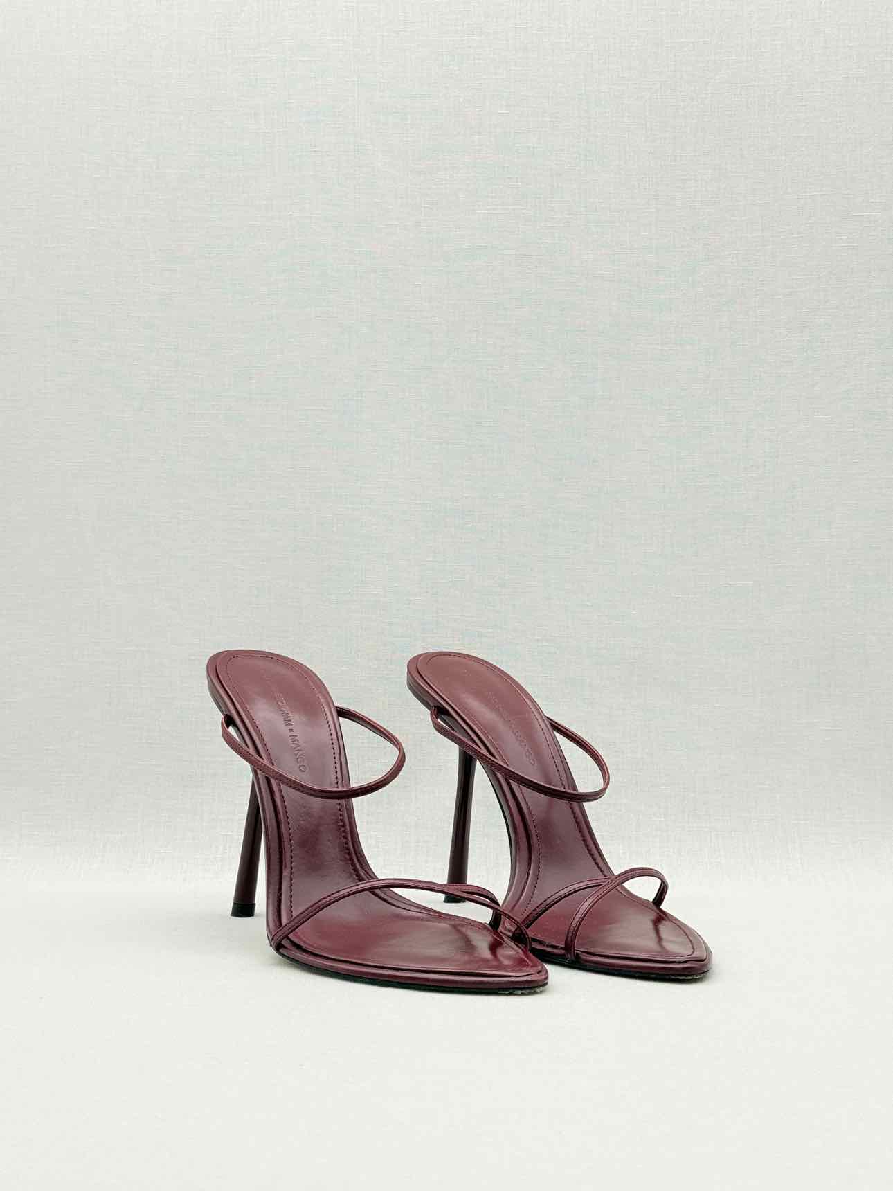 MANGO Burgundy Strappy Size EU 38 Heeled Sandals