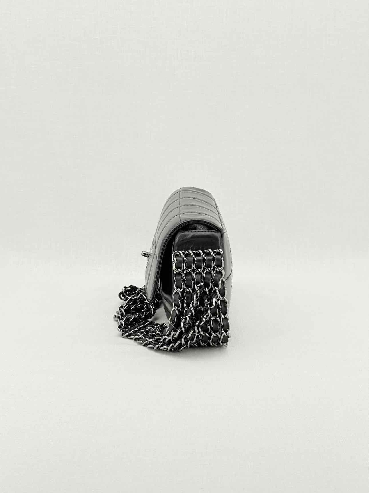 CHANEL Multi Chain Black Shoulder Bag