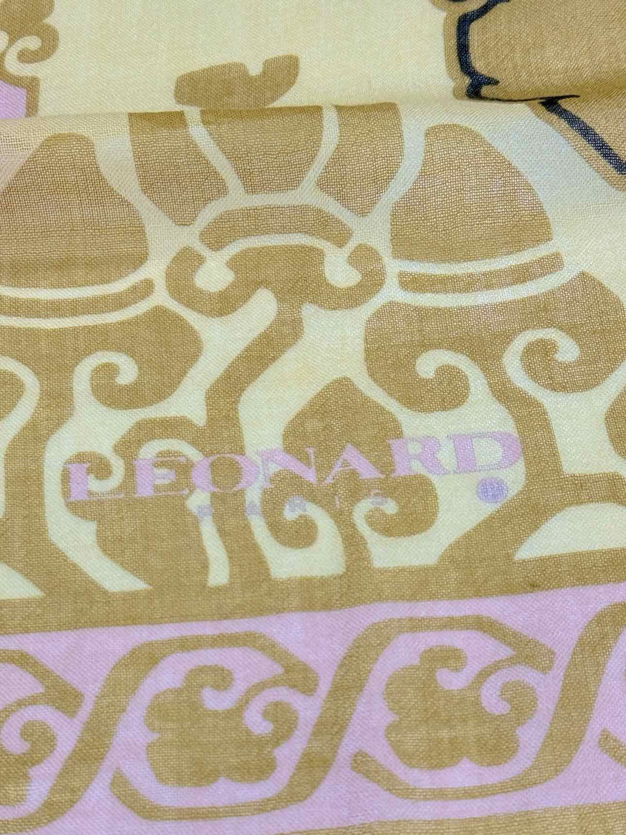 LEONARD Beige Multicolor Floral Print Scarf