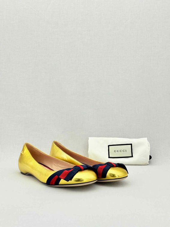 GUCCI Gold Size EU 38 Ballet Flats