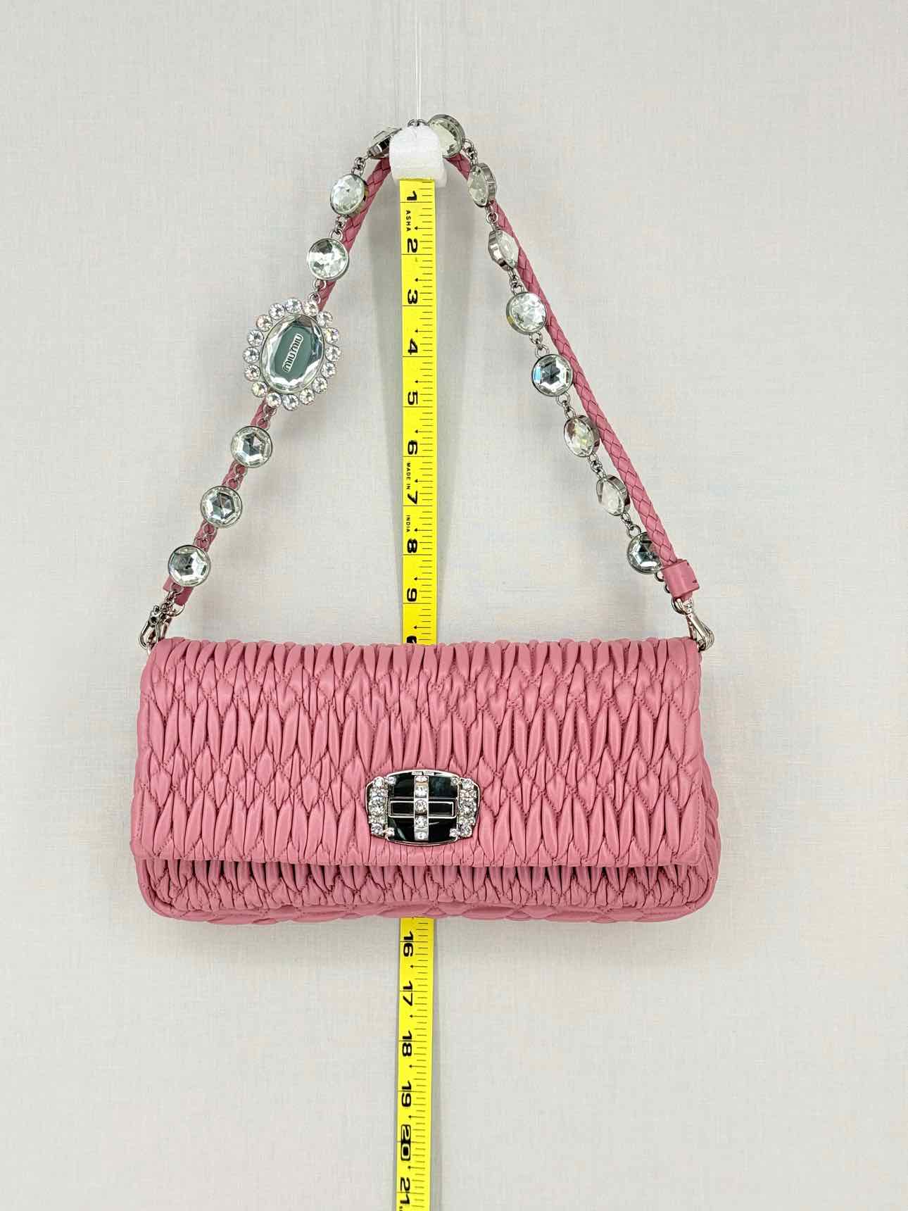 MIU MIU Nappa Crystal Pink Matelasse Shoulder Bag