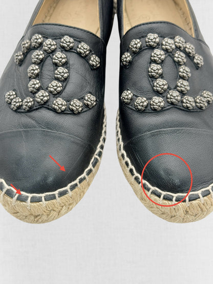 CHANEL Espadrille Black Size EU 38 Flats