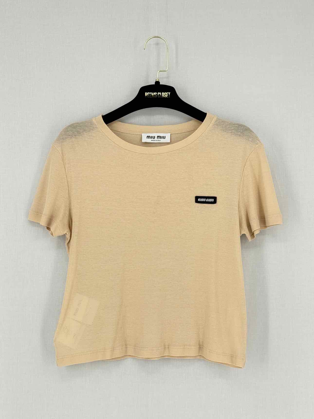 MIU MIU Beige Logo Size Small T-shirt