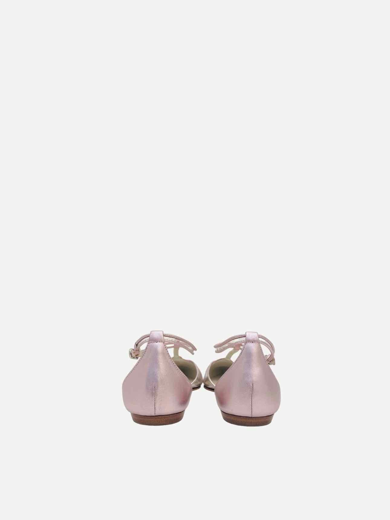 RENE CAOVILLA T-bar Metallic Pink Flats 36