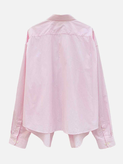 BALENCIAGA Oversized Pink & White Striped Shirt