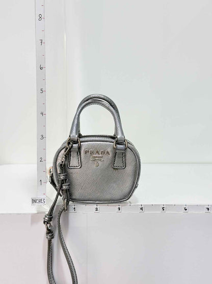 PRADA Metallic Silver Bag Charm