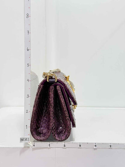 DOLCE & GABBANA Crystal Embellished Plum Shoulder Bag