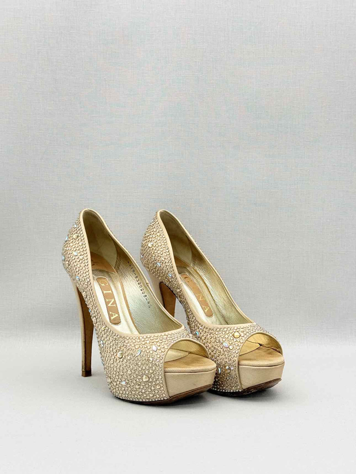 GINA Gold Crystal Embellished Size EU 37.5 Pumps