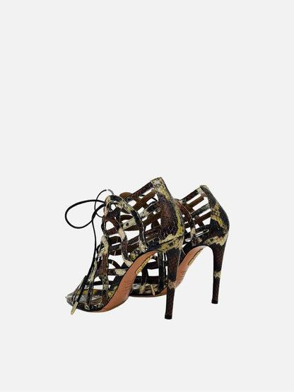 AQUAZZURA Black & Green Heeled Sandals 35