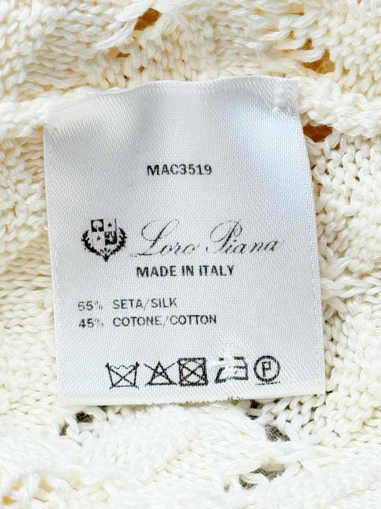 LORO PIANA Beige Eyelet Size XSmall Cardigan