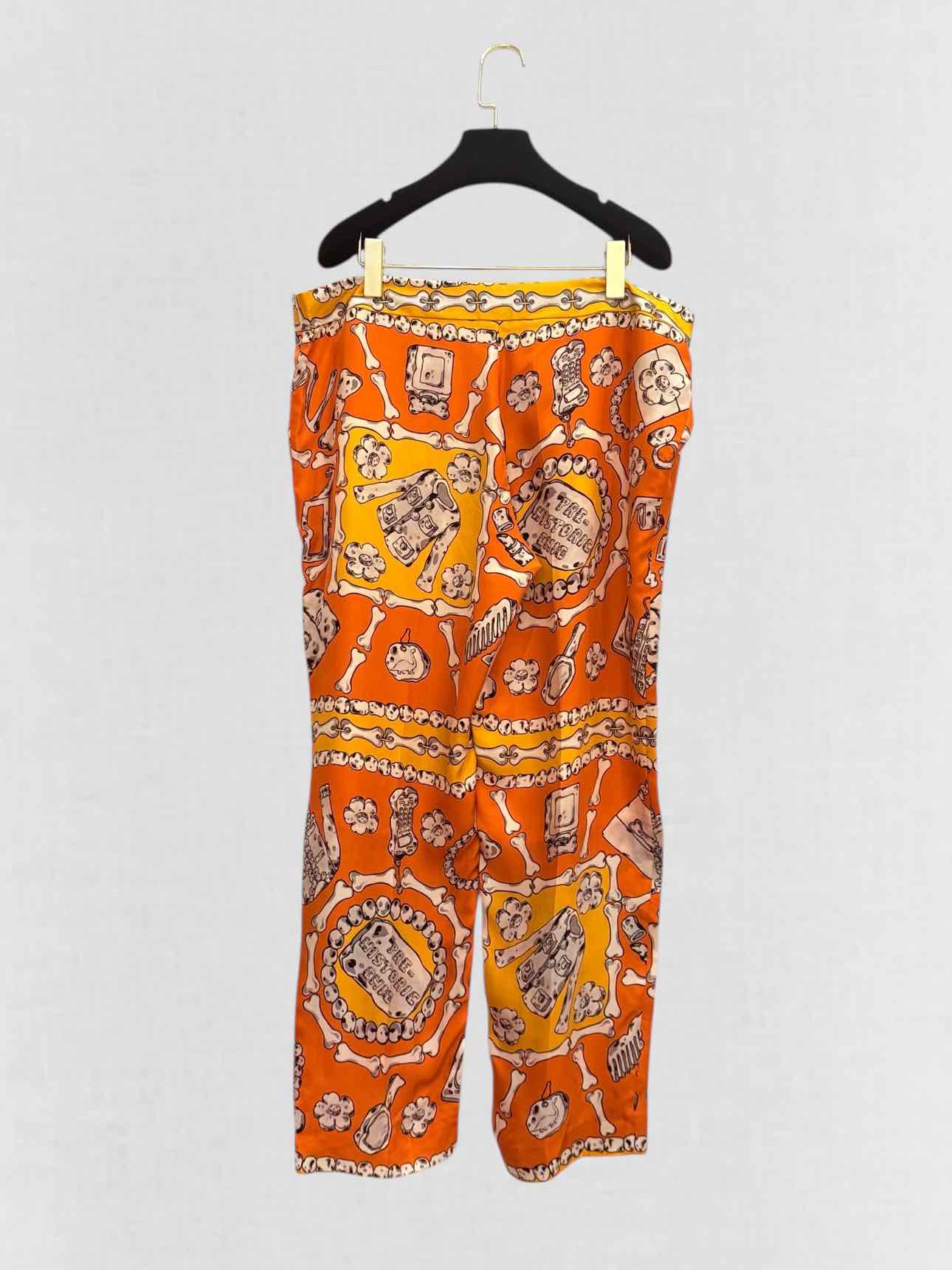 MOSCHINO Orange Multicolor Motif Print Size US 14 Pants