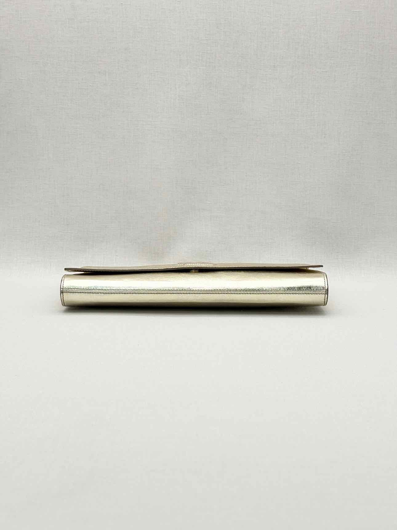 YVES SAINT LAURENT Belle De Jour Metallic Gold Clutch
