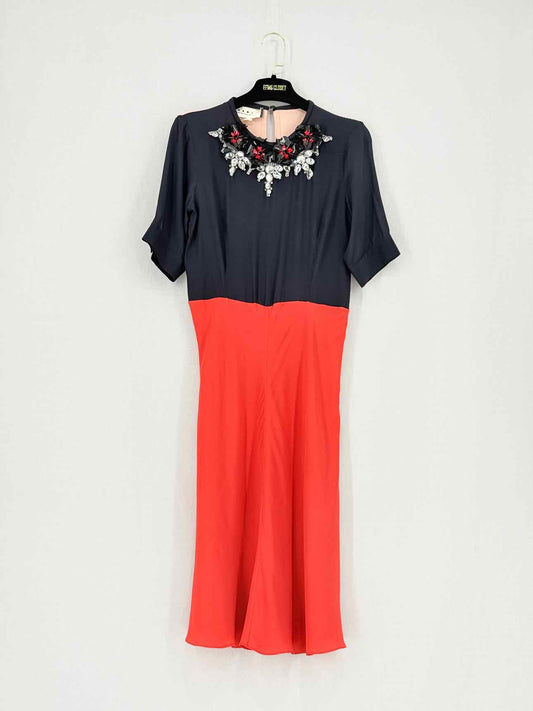 MARNI Navy Blue & Red Size US 6 Knee Length Dress