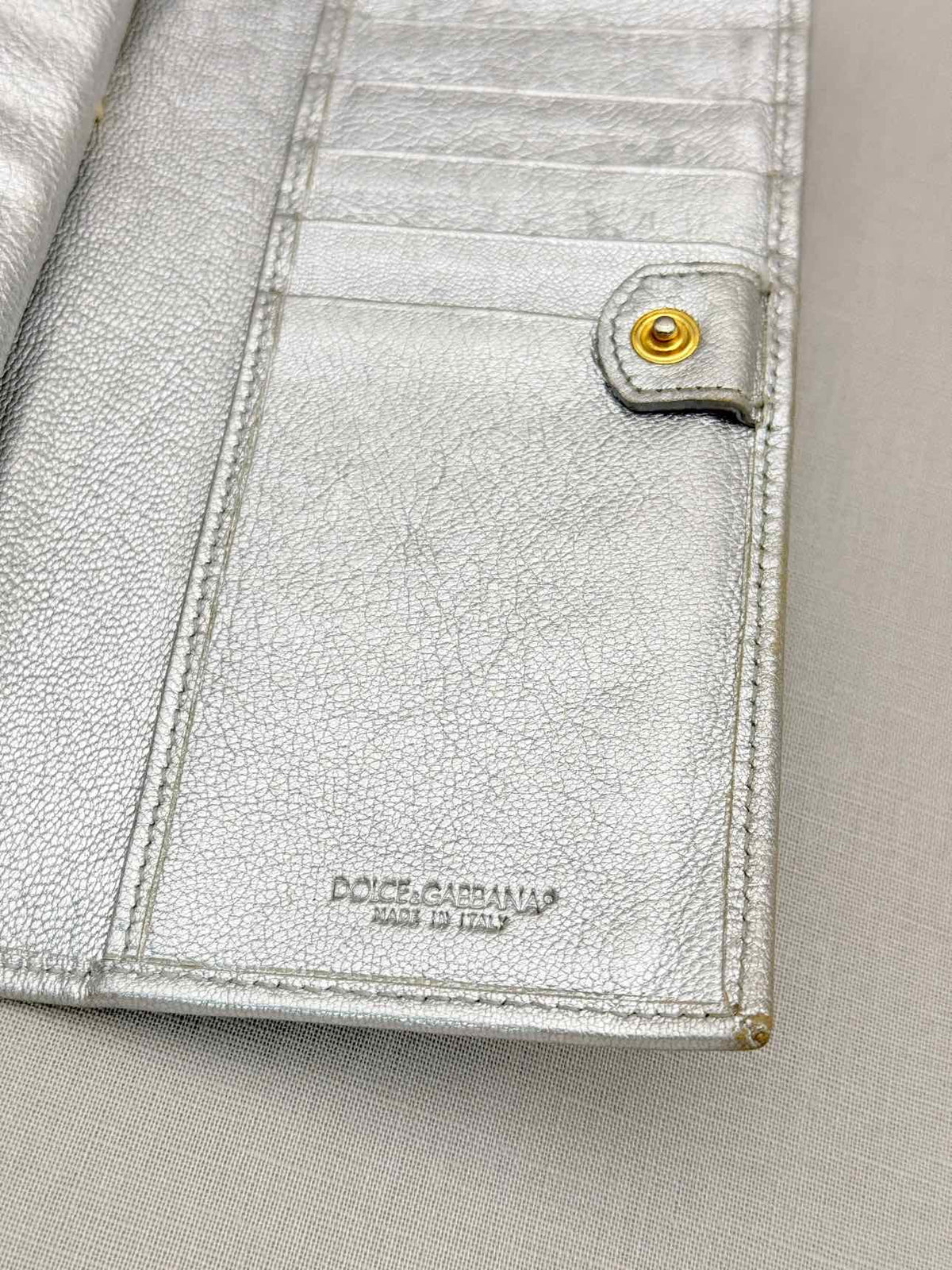 DOLCE & GABBANA Metallic Silver Continental Wallet