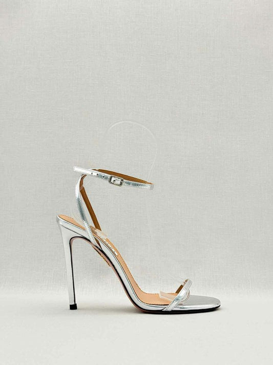AQUAZZURA Metallic Silver Size EU 37 Heeled Sandals