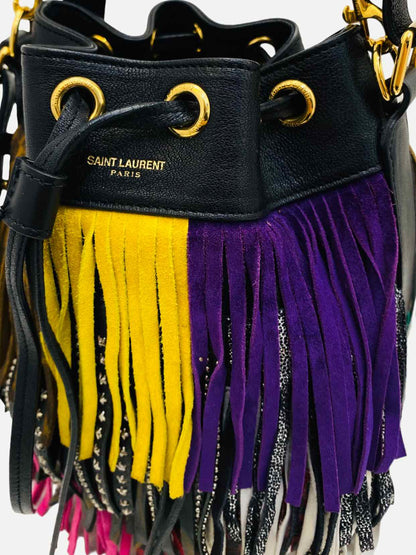 SAINT LAURENT Black Multicolor Bucket Bag