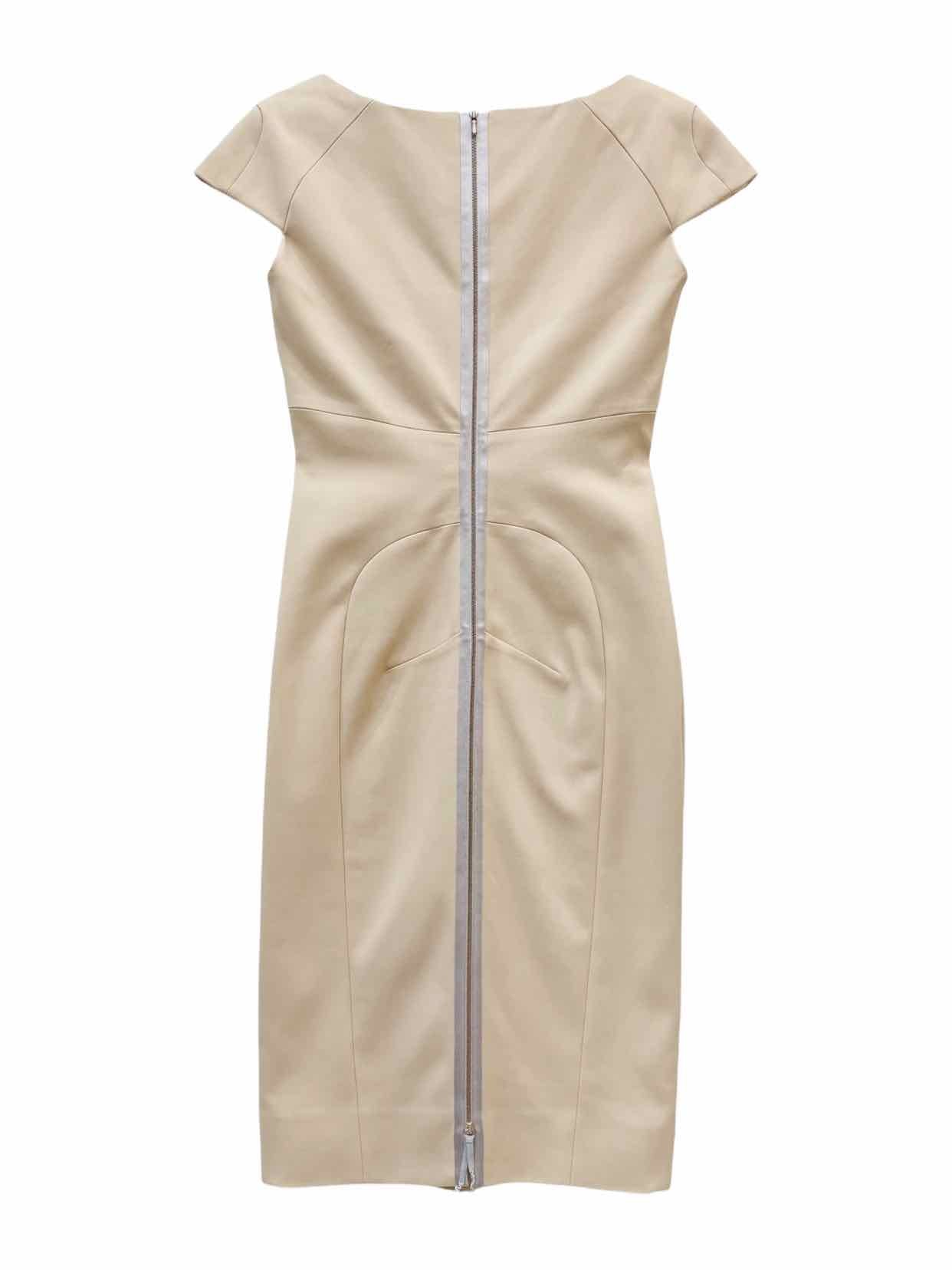 VICTORIA BECKHAM Bodycon Cream Knee Length Dress