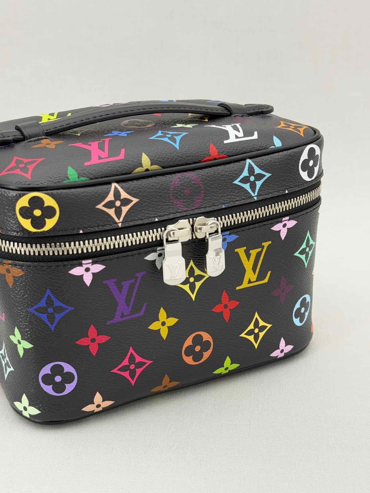LOUIS VUITTON Nice Black Multicolor Vanity Case