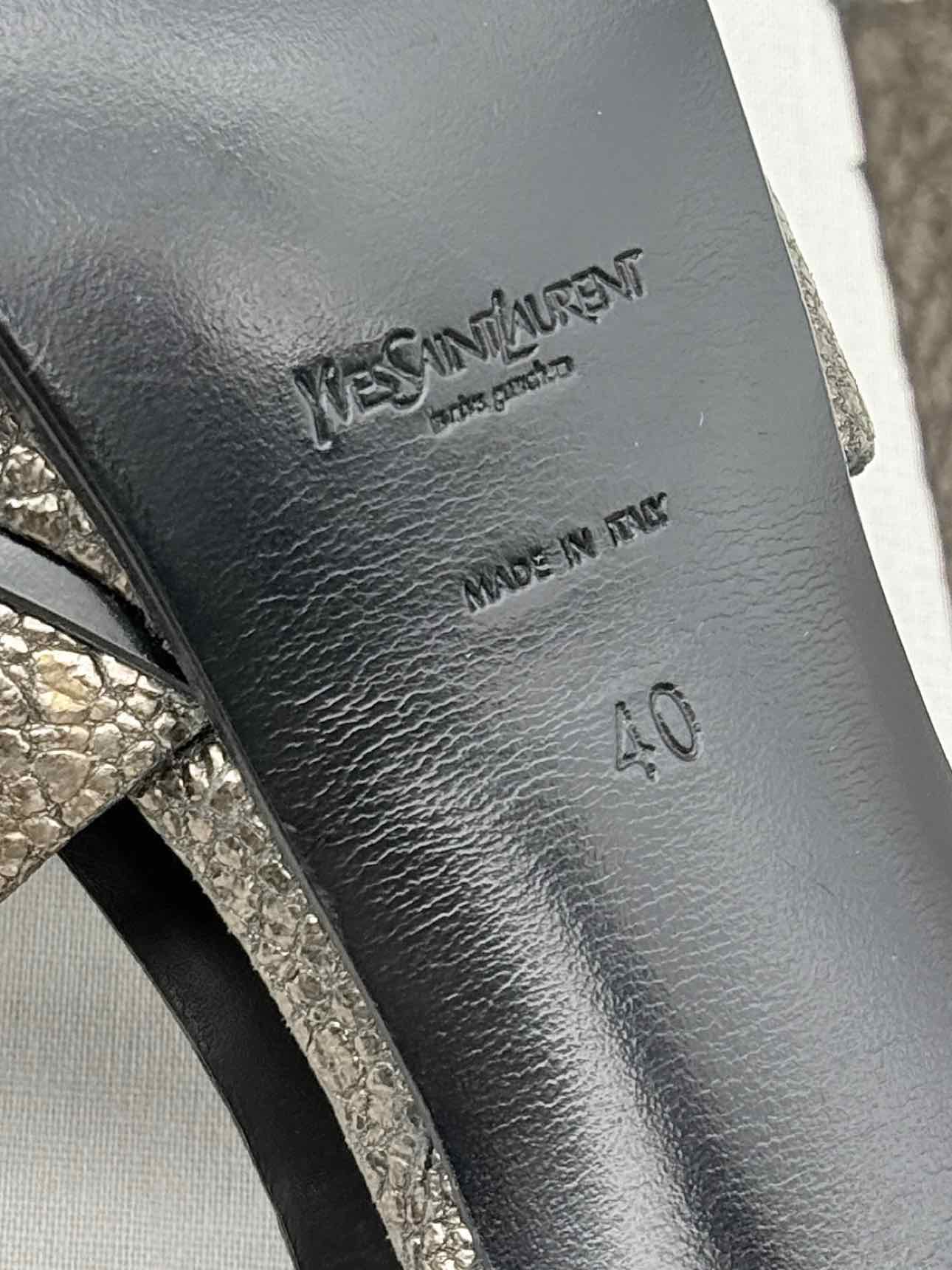 YSL Tribute Metallic Grey Size EU 40 Platform Sandals