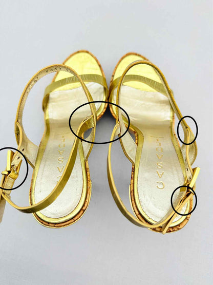 CASADEI Metallic Gold Size EU 38 Heeled Sandals