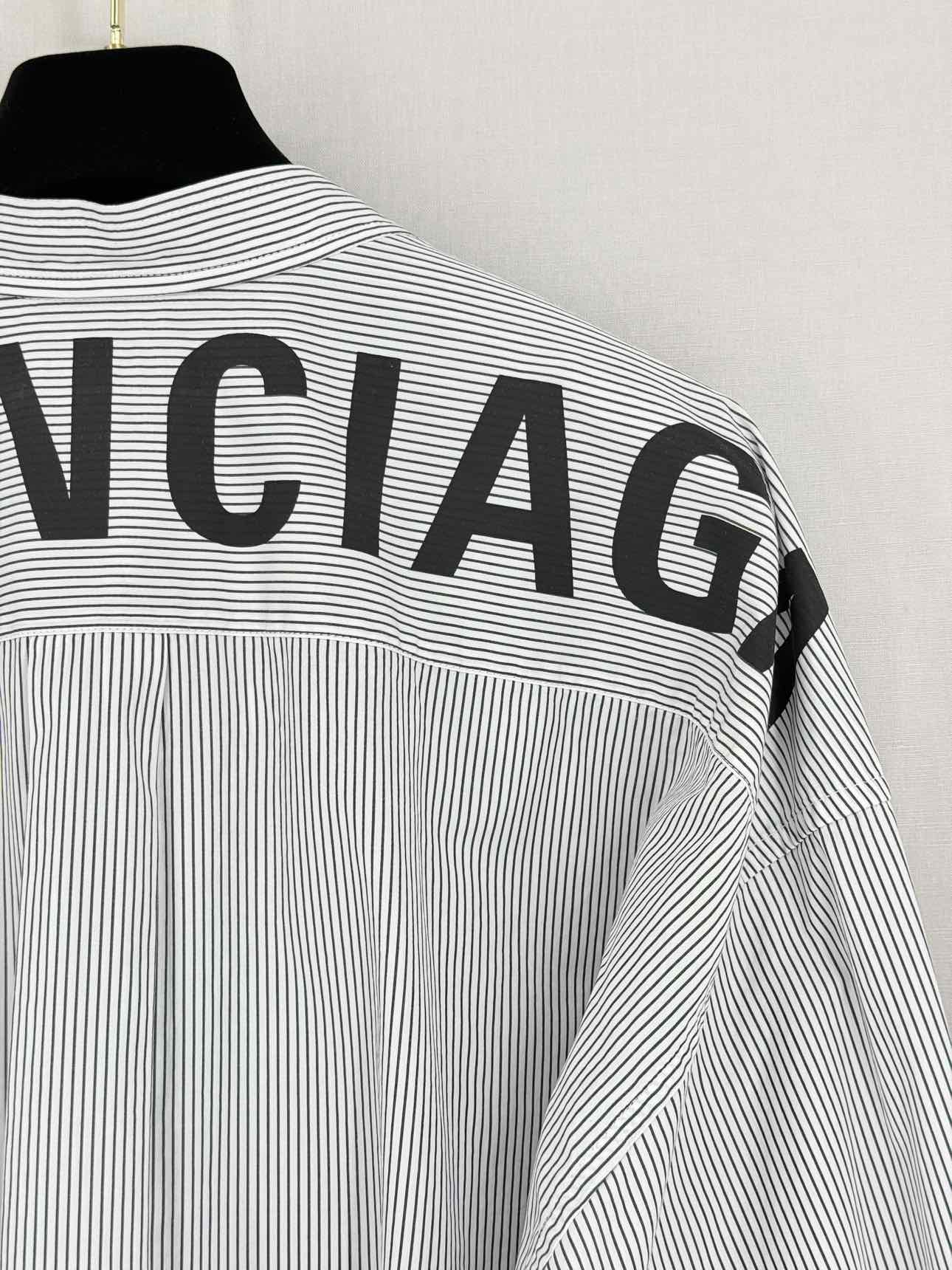 BALENCIAGA Black & White Striped Size US 0 Shirt