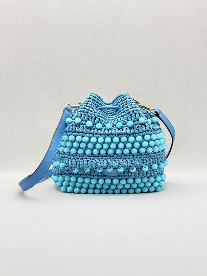 JIMMY CHOO Bon Bon Blue Bucket Bag