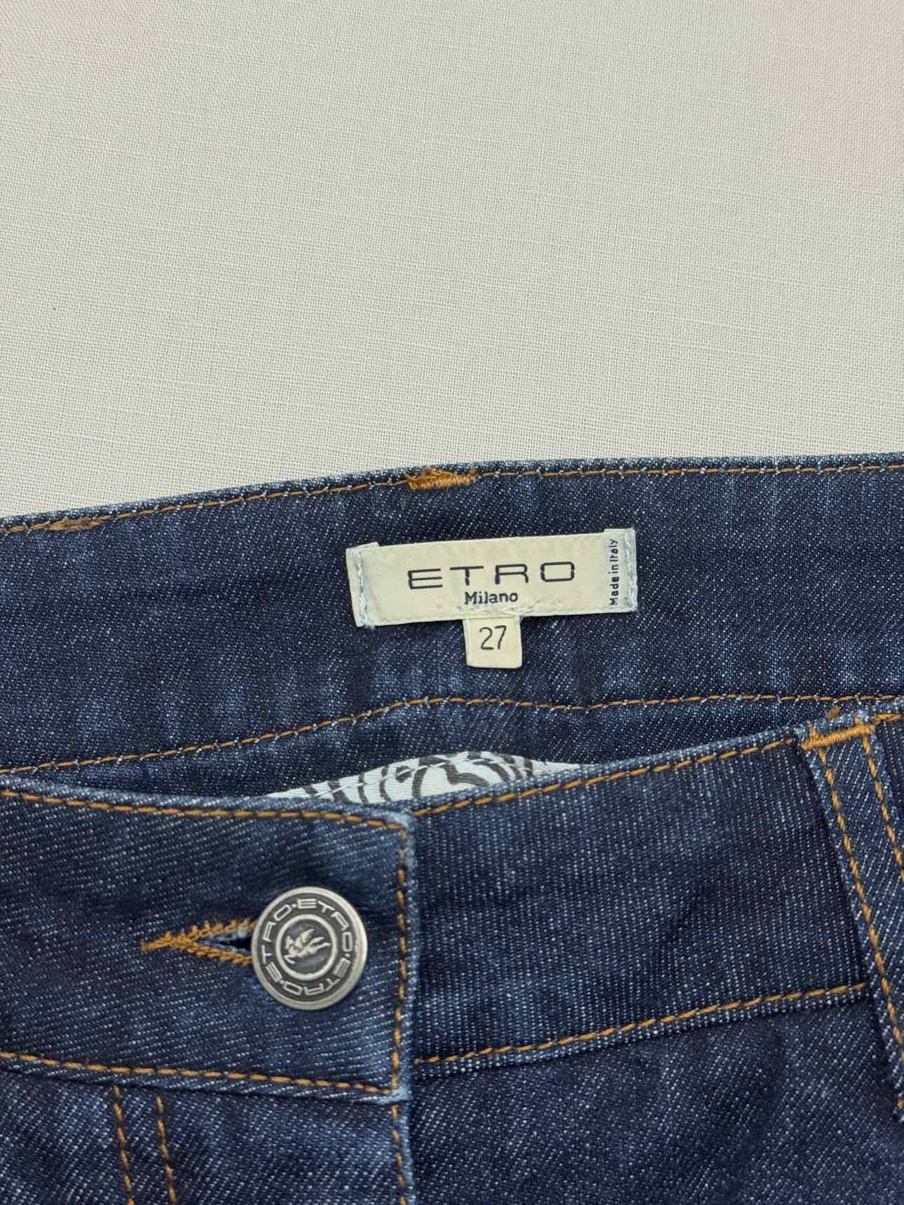 ETRO Dark Blue Size 27 Mini Skirt