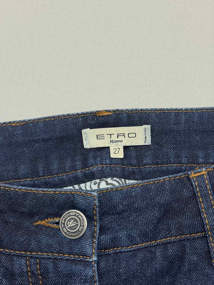 ETRO Dark Blue Size 27 Mini Skirt
