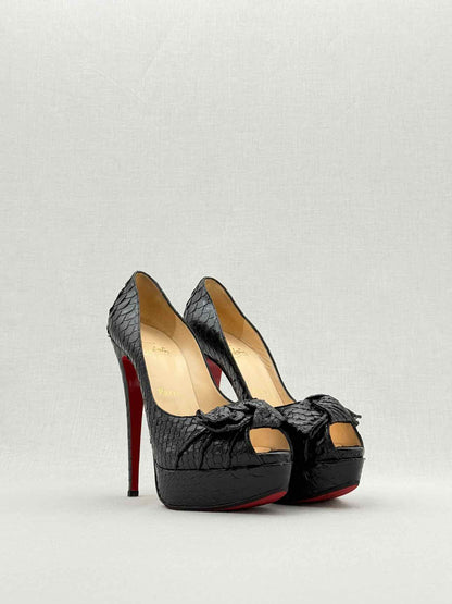CHRISTIAN LOUBOUTIN Black Python Size EU 38.5 Pumps