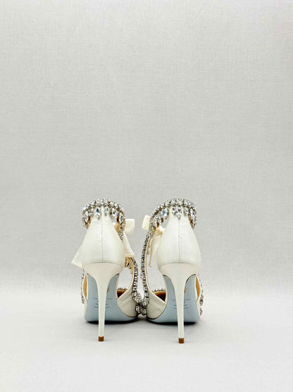 AQUAZZURA Stella Jeweled Bridle White Size EU 35 Pumps