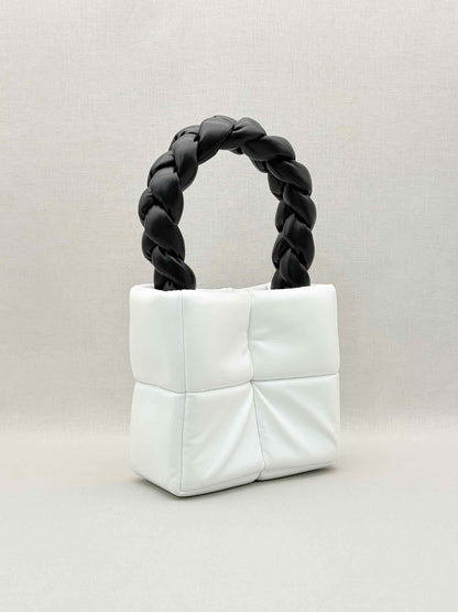 A.W.A.K.E. MODE Celia White & Black Quilted Top Handle