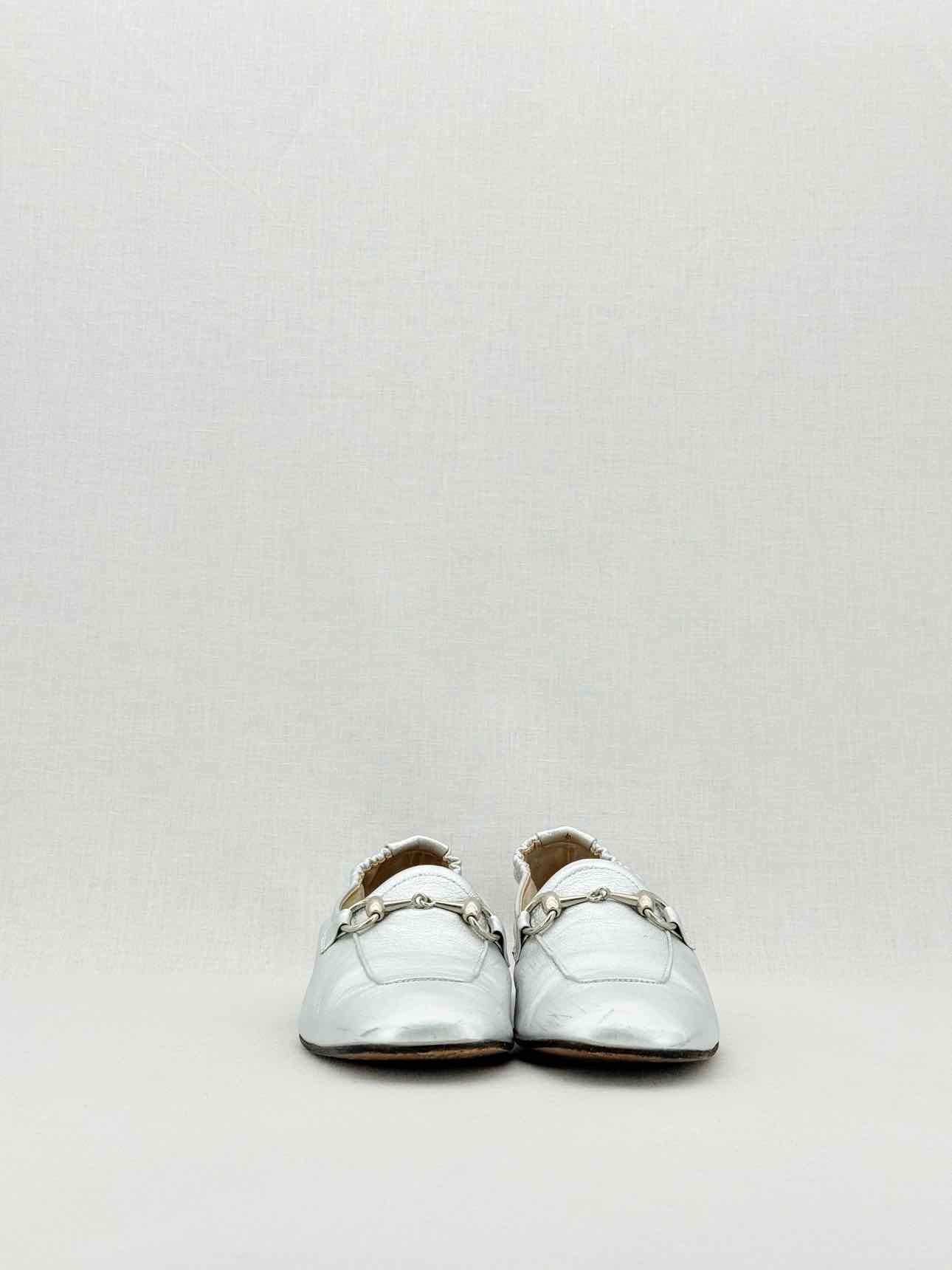 GUCCI Jordaan Silver Size EU 38.5 Loafers