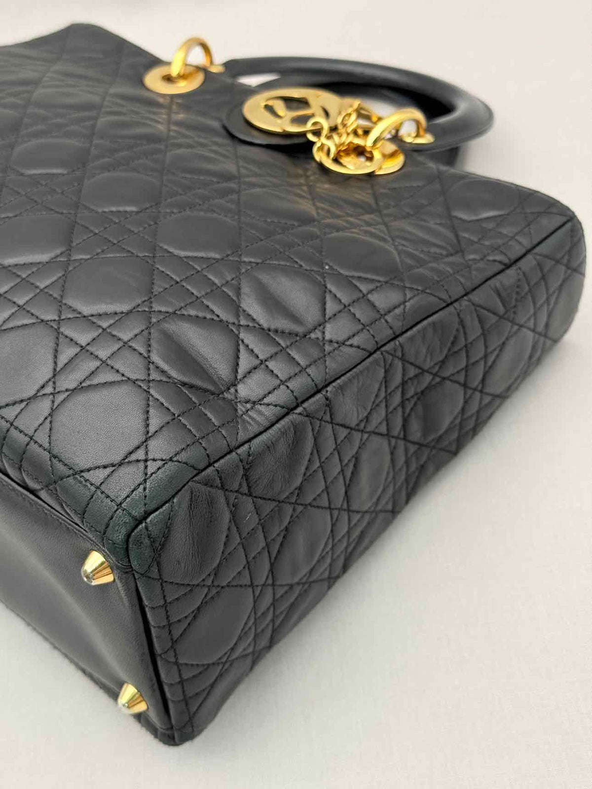 CHRISTIAN DIOR Lady Dior Black Cannage Top Handle