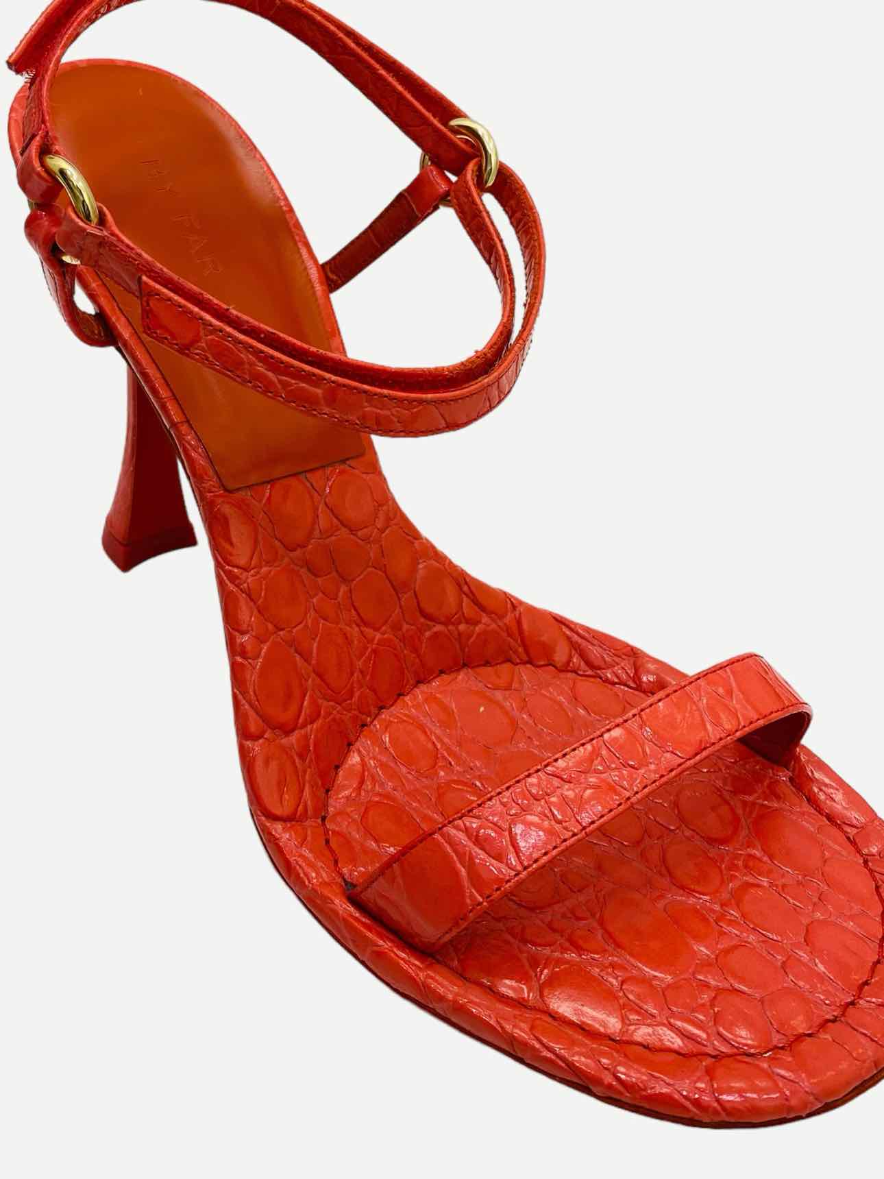 BY FAR Mia Orange Croc Embossed Heeled Sandals 40