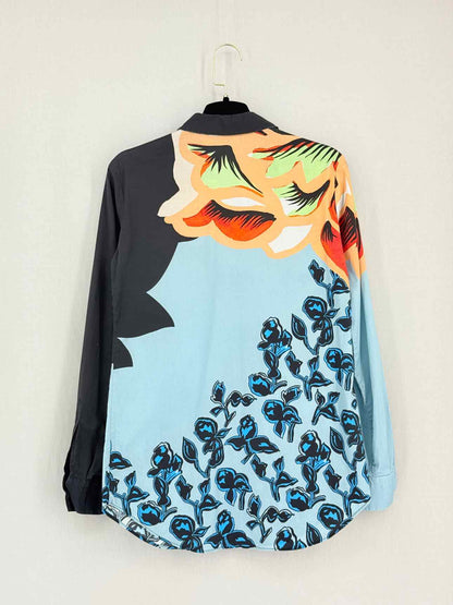 ETRO Blue Multicolor Floral Print Size US 2 Shirt