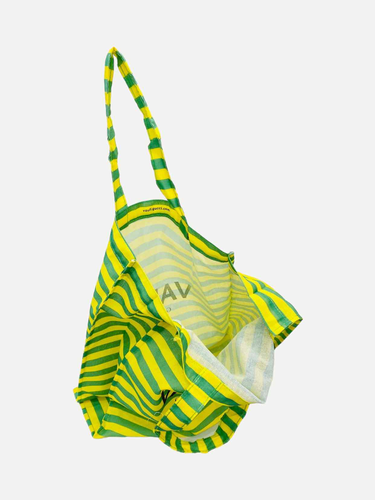 GUCCI X VAULT Yellow & Green Striped Tote Bag