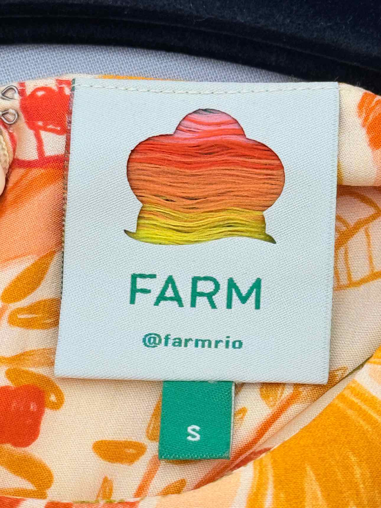 FARM RIO Orange Multicolor Size Small Knee Length Dress