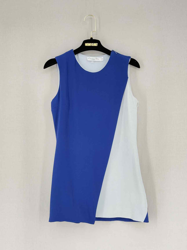 CHRISTIAN DIOR Blue & White Size US 6 Short Dress