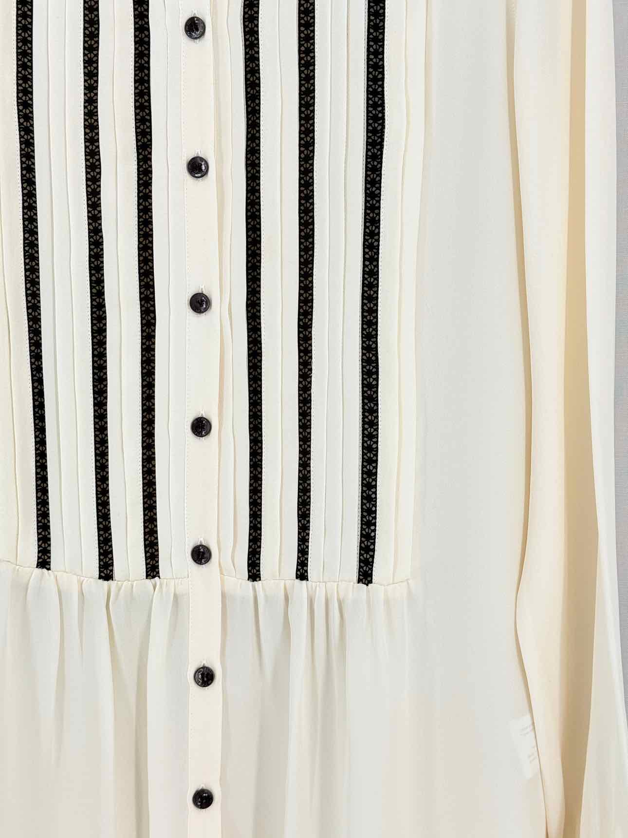 ETRO Beige w/ Black Pleated Size US 6 Blouse