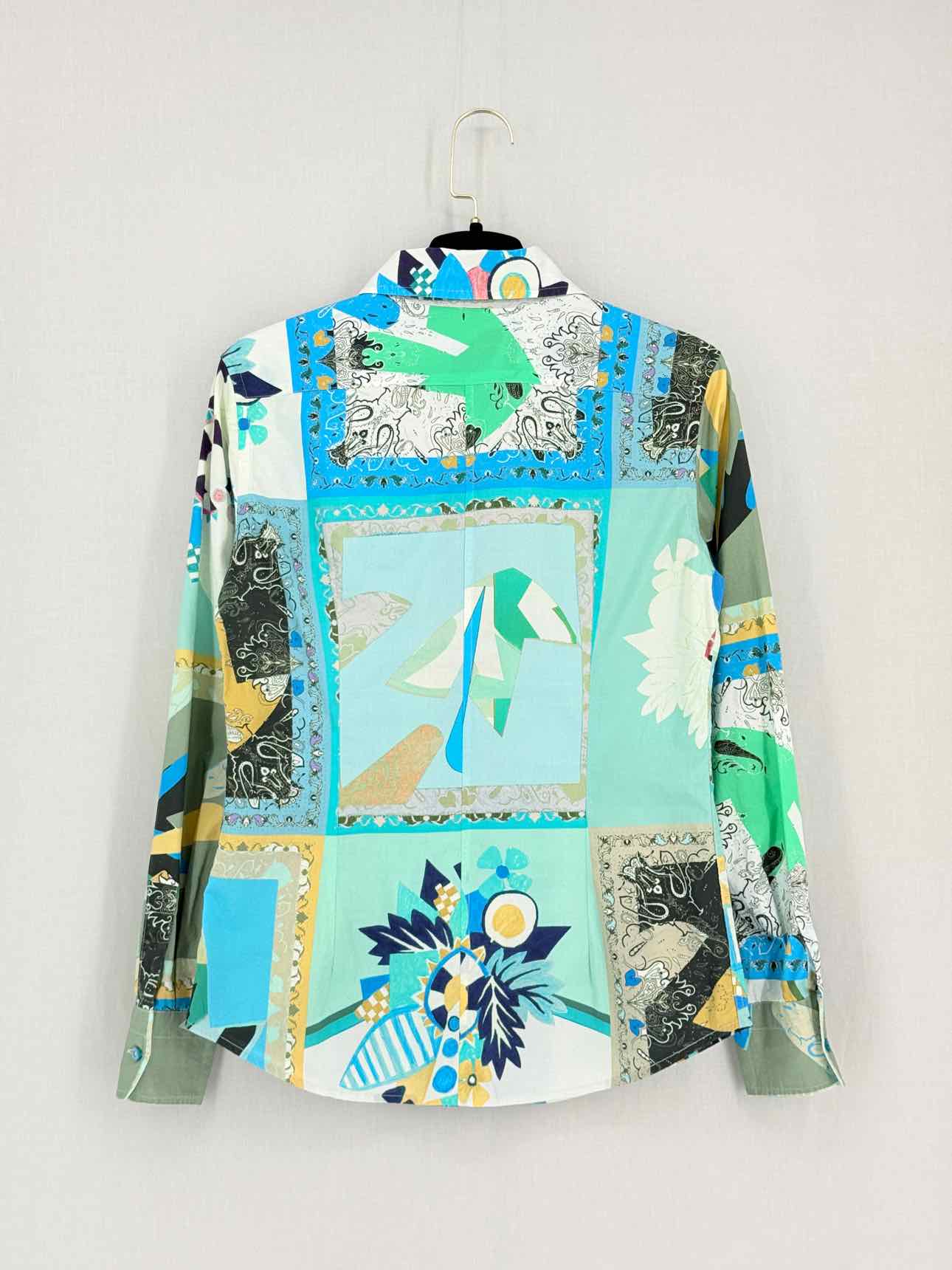 ETRO Blue Multicolor Abstract Print Size US 2 Shirt
