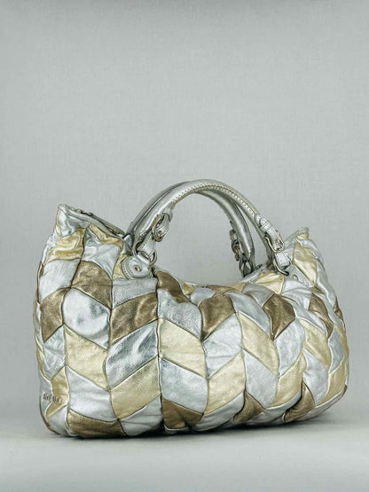 MIU MIU Patchwork Silver & Gold Tote Bag
