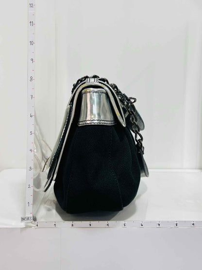 FENDI B Black & Silver Shoulder Bag
