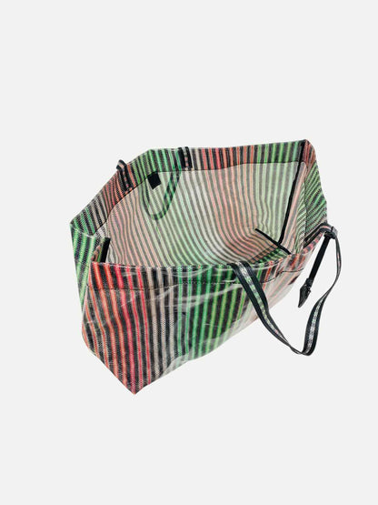 M MISSONI Shopping Black Multicolor Striped Tote Bag