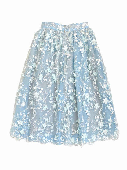 LANA MUELLER White & Blue Size Small Top & Skirt Outfit