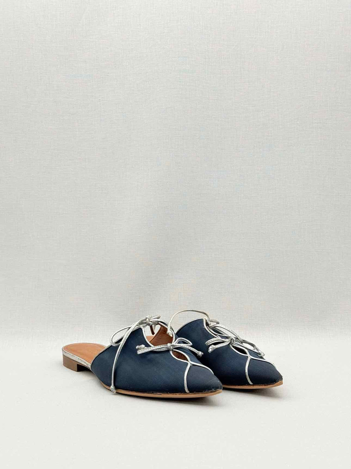 MALONE SOULIERS Navy Blue w/ Silver Size EU 39.5 Mules