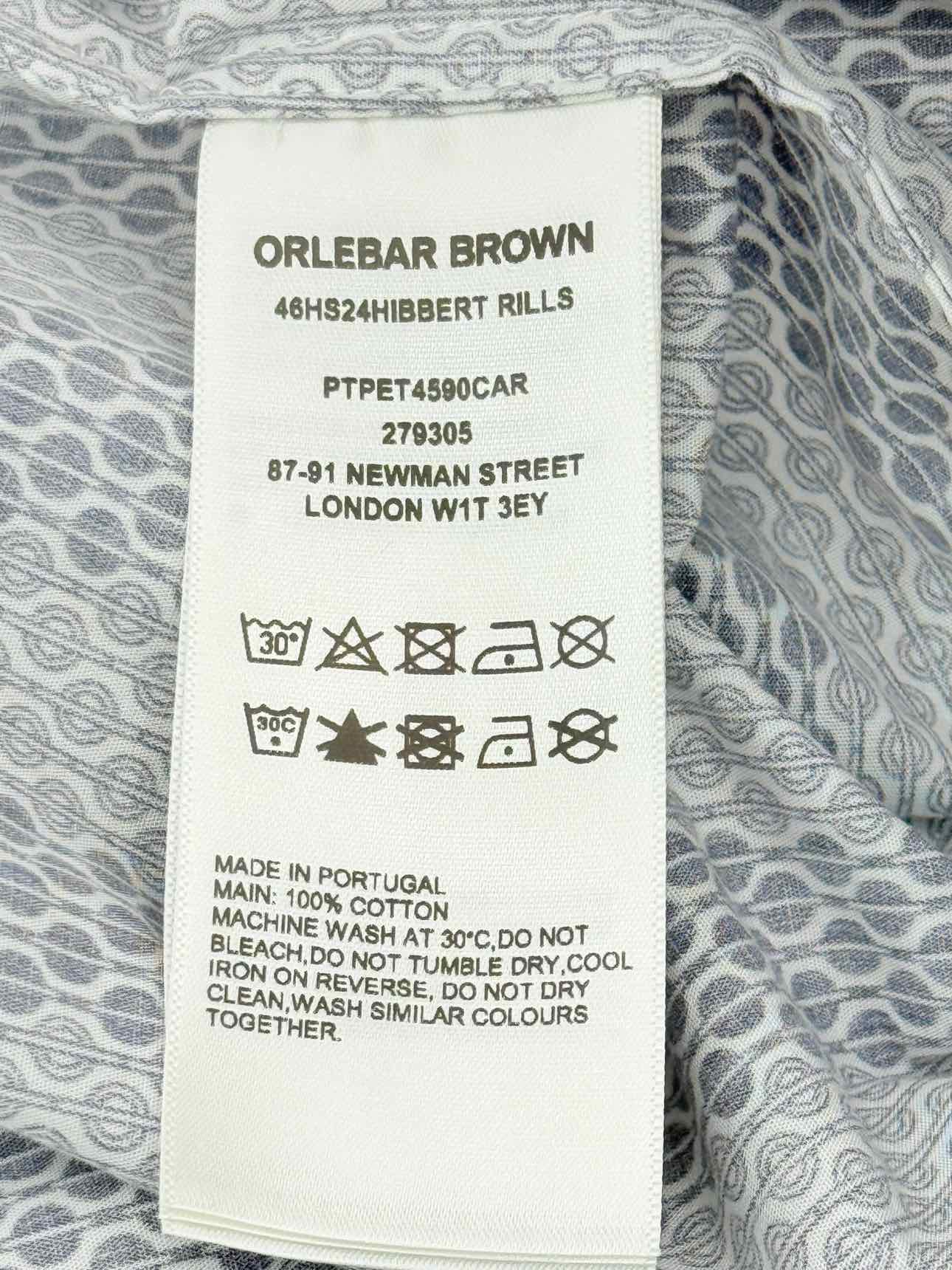 ORLEBAR BROWN Bowling Navy Blue/White Size Large Shirt