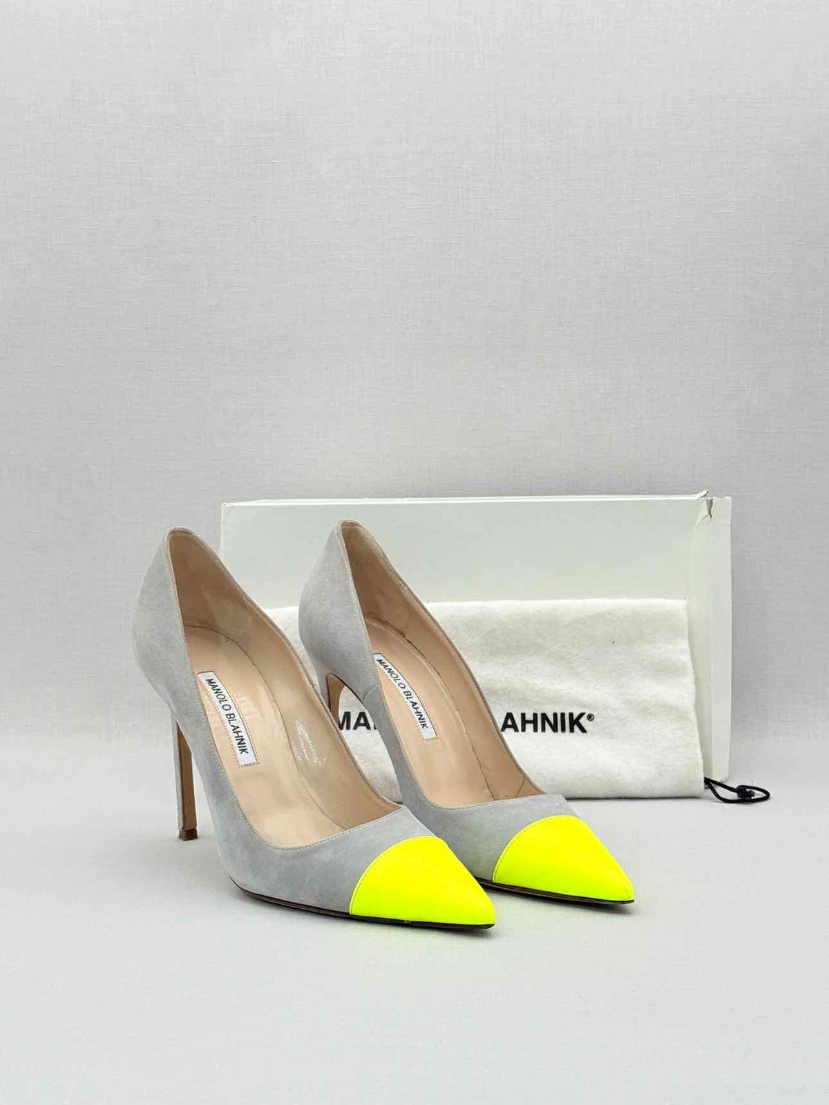 MANOLO BLAHNIK Bipunta Grey & Yellow Size EU 38.5 Pumps