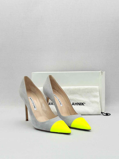 MANOLO BLAHNIK Bipunta Grey & Yellow Size EU 38.5 Pumps