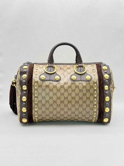 GUCCI Babouska Brown & Beige GG Top Handle